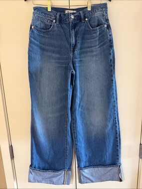 Madewell Super Wide Leg Cuffed Jeans Size 28